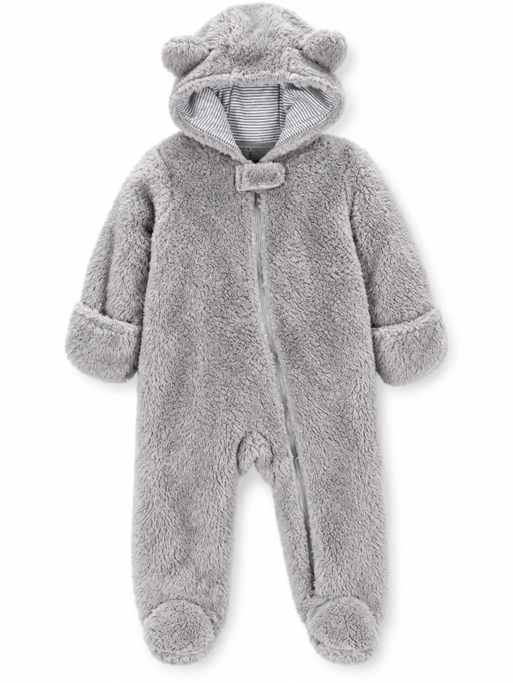 🆕 Carter’s Baby Teddy Fleece Bear Ear Hooded Bunting NWT NB 3M 9M